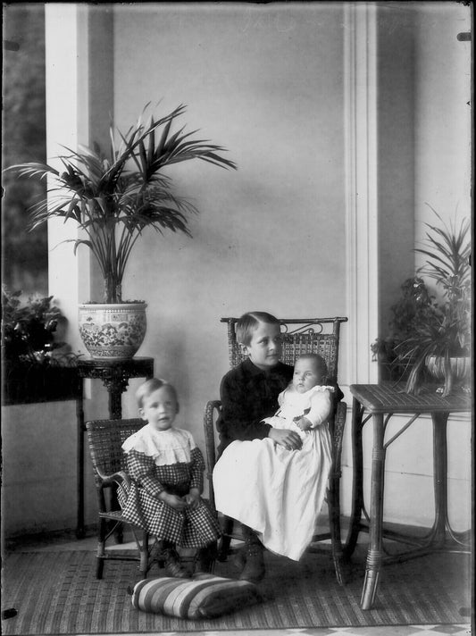 Plaque verre photo négatif 13x18 cm enfants, bébé, noir et blanc vintage famille