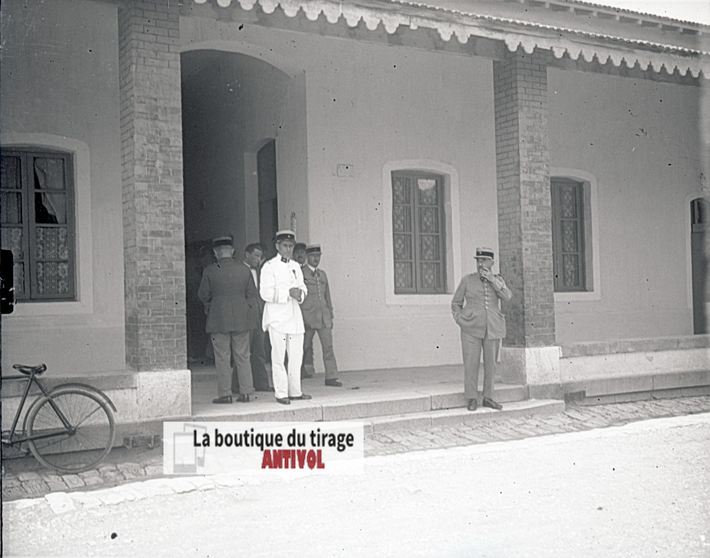 Algérie, officiers coloniaux, plaque verre, photo stéréo, négatif N&B 6x13 cm
