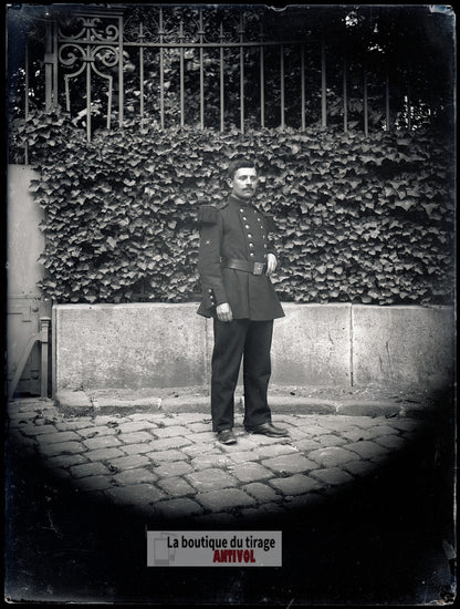 Officier, soldat, militaire, plaque verre, photo ancienne, négatif 9x12 cm