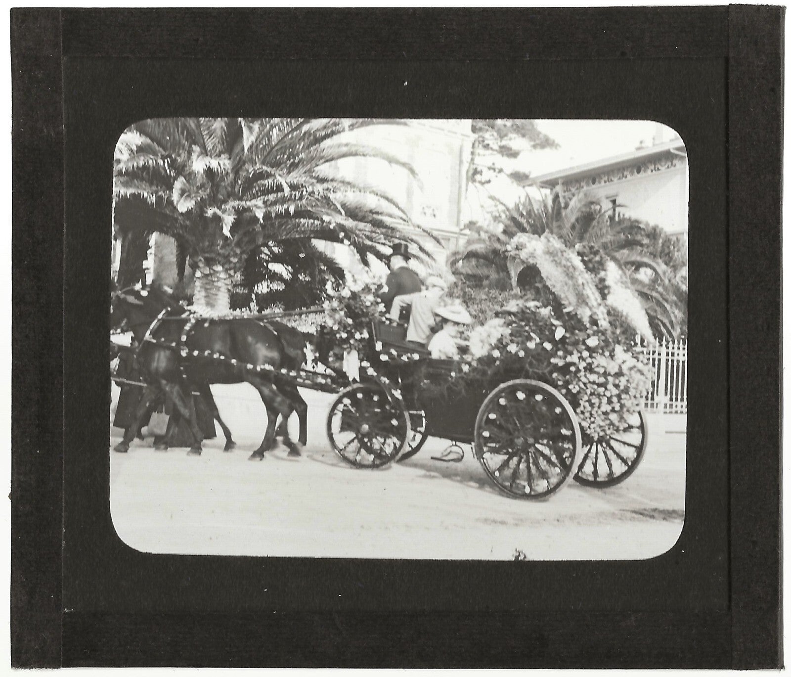 Carnaval de Nice, France, photo ancienne plaque de verre, positif 8,5x10 cm