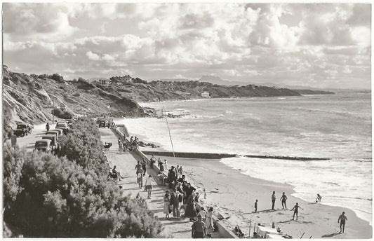 Plage de Bidart, voitures anciennes, photographie Noir et Blanc, papier 9x14 cm