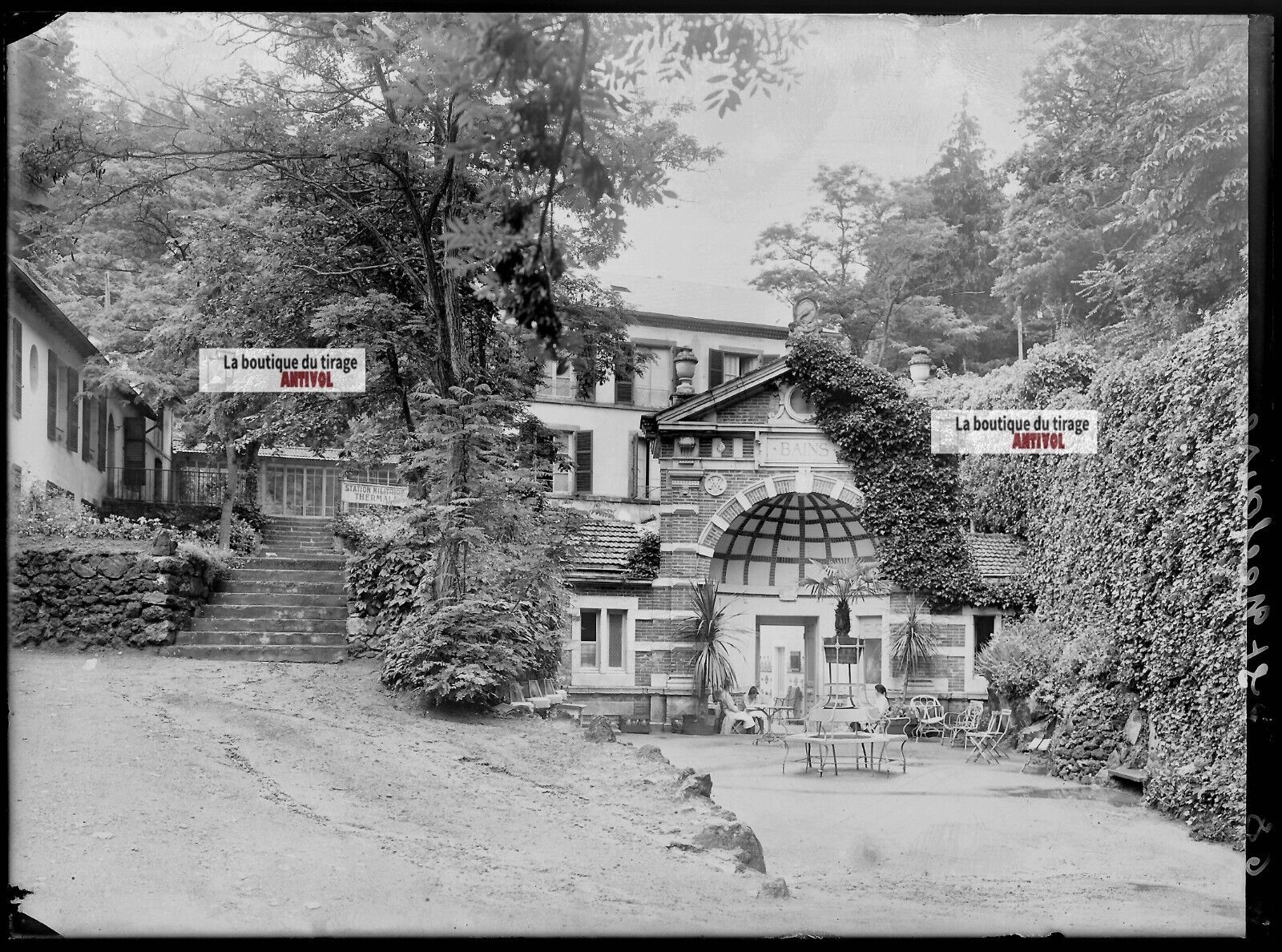 Saint-Nectaire, Auvergne, photos plaque de verre, lot de 5 négatifs 13x18 cm