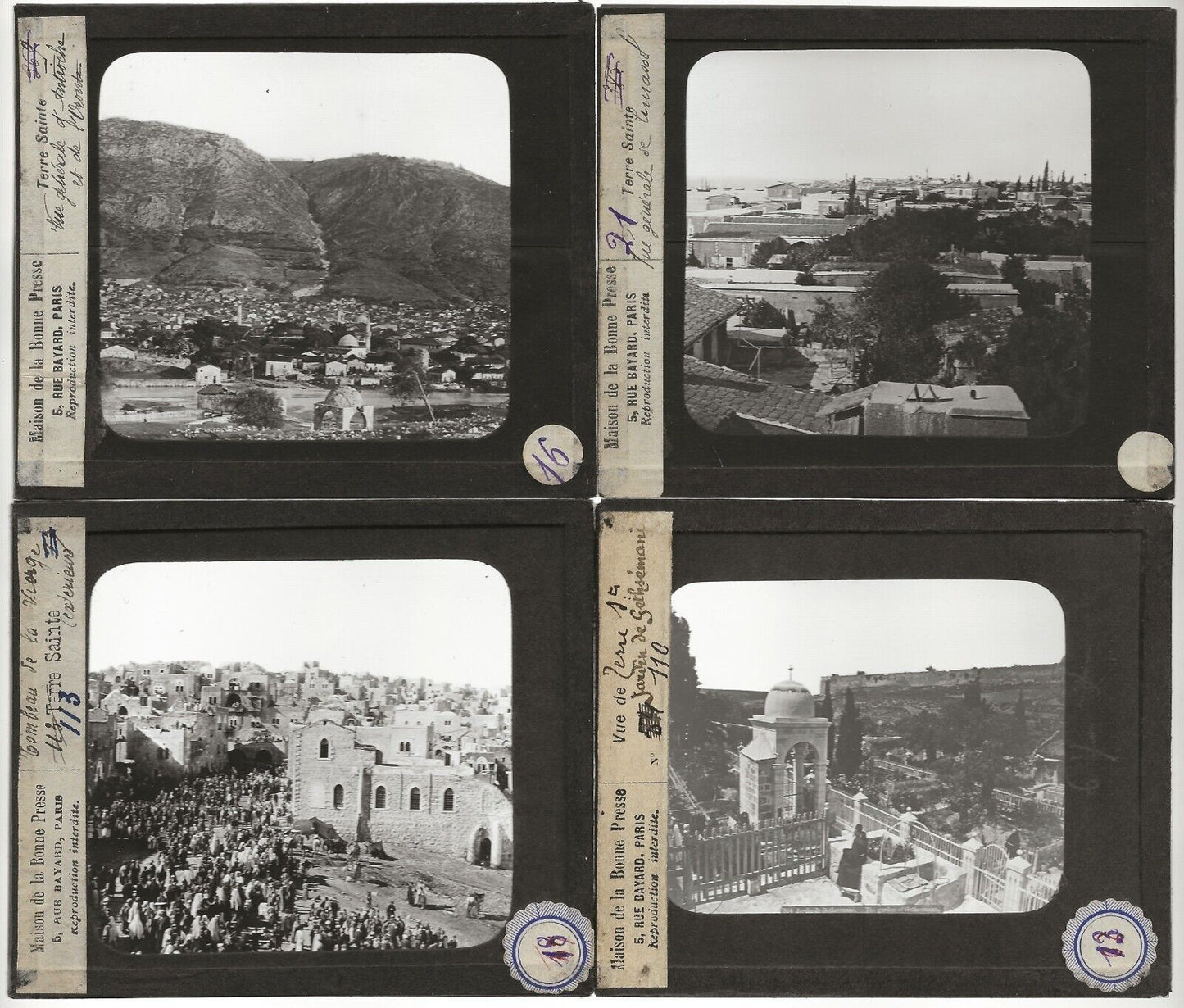 Jérusalem, Palestine, photos plaques de verre, lot 10 positifs 8,5x10 cm