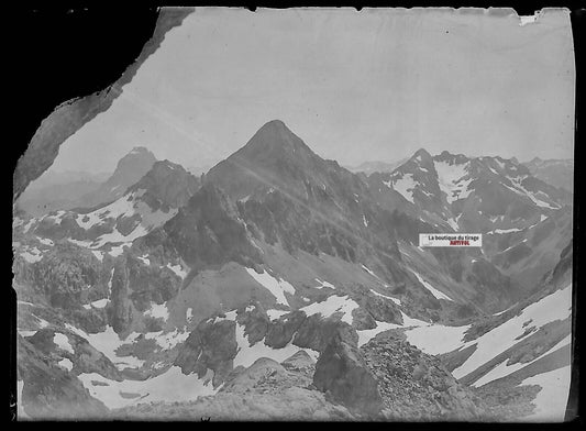 Plaque verre photo ancienne négatif noir et blanc 6x9 cm Balaïtous Pyrénées - La Boutique Du Tirage 