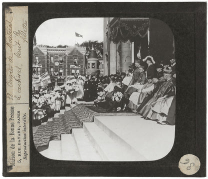 Le cardinal, congrés Montréal, photo ancienne plaque de verre, positif 8,5x10 cm