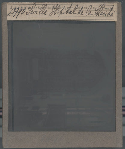 Hôpital de la Charité, Séville, Espagne, photo plaque verre, positif 8,5x10 cm