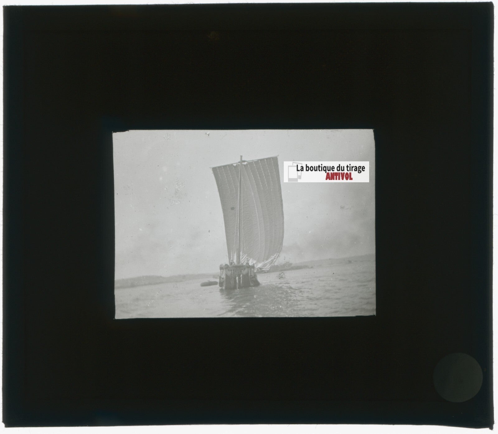 Asie, mer, Japon, bateau, photo plaque verre, noir & blanc, positif 8,5x10 cm