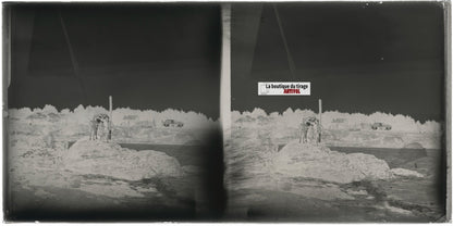 Bretagne, promenade, stéréoscopie, photo ancienne plaque verre, négatif 9x18 cm