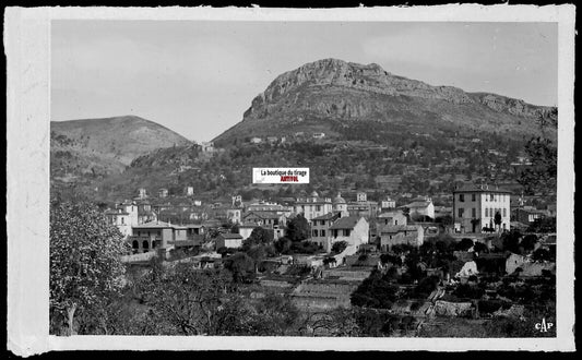 Plaque verre photo ancienne, négatif noir & blanc 9x14 cm, Vence, tirage papier