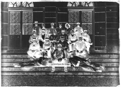 Plaque verre photo négatif noir et blanc 13x18 cm 113e régiment soldats France 