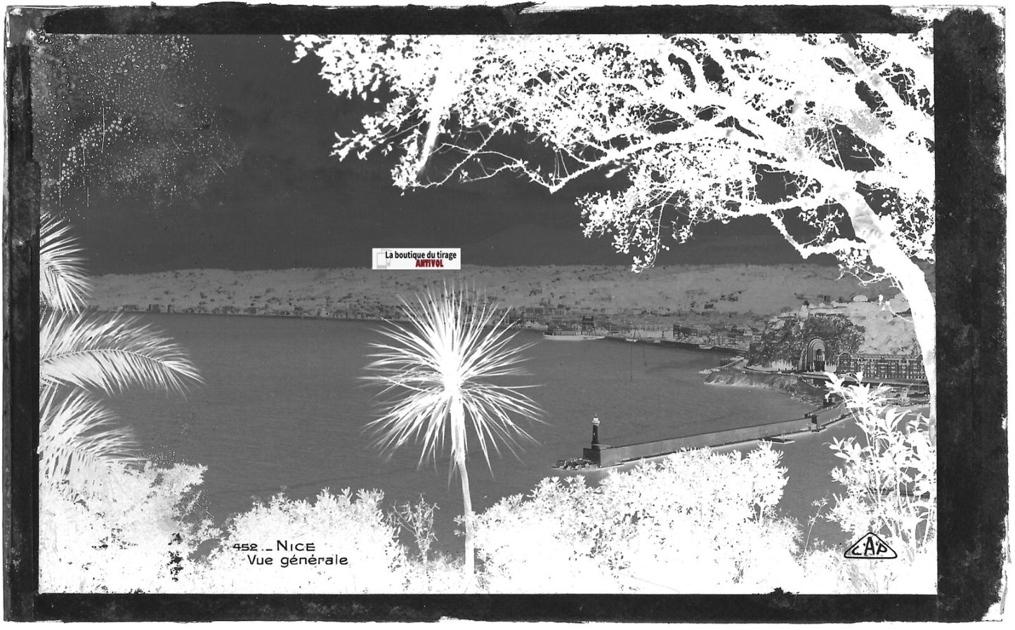 Nice, vue générale, France, Plaque verre photo négatif noir et blanc 9x14 cm