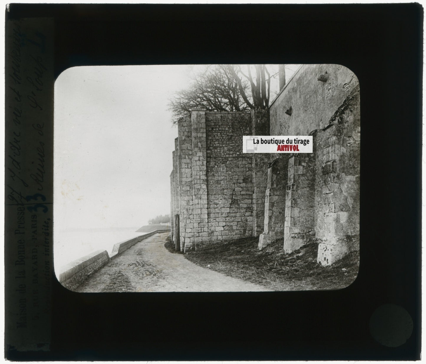 Ruines de Saint-Loup, Orléans, photo ancienne plaque verre, positif 8,5x10 cm