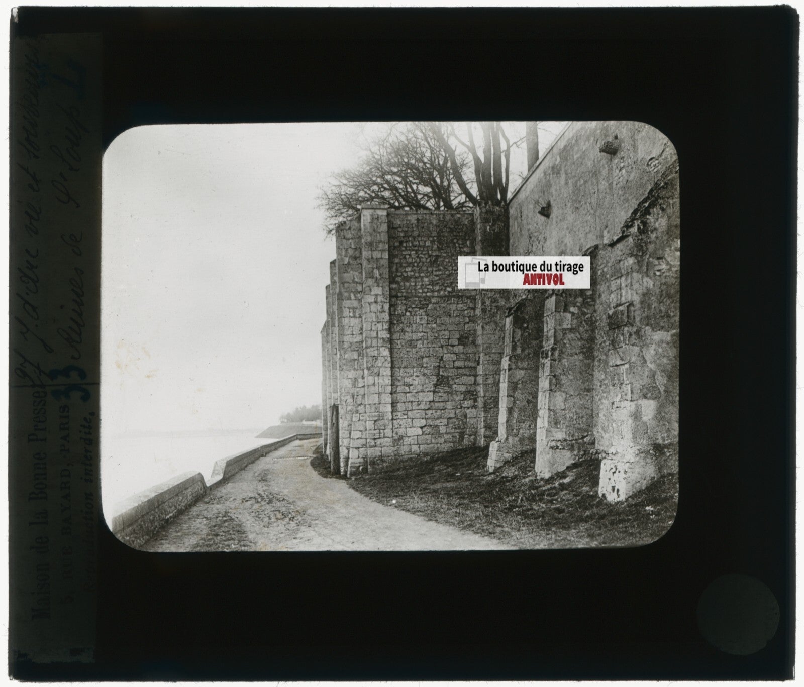Ruines de Saint-Loup, Orléans, photo ancienne plaque verre, positif 8,5x10 cm
