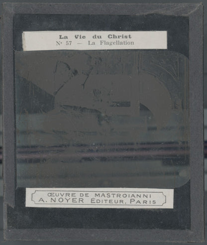 Flagellation du Christ, religion, sculpture, plaque verre, positif 8,5x10 cm