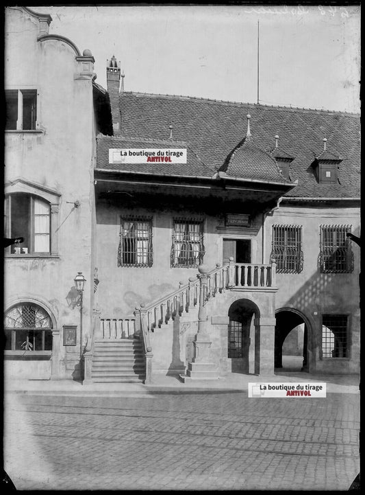 Plaque verre photo ancienne négatif noir et blanc 13x18 cm Colmar collectionneur