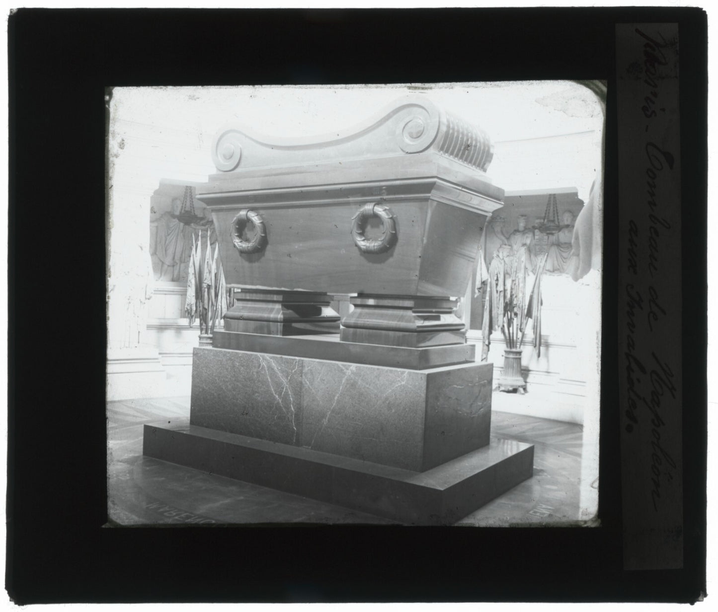 Tombeau de Napoléon Invalides, Paris, photo plaque verre, positif 8,5x10 cm
