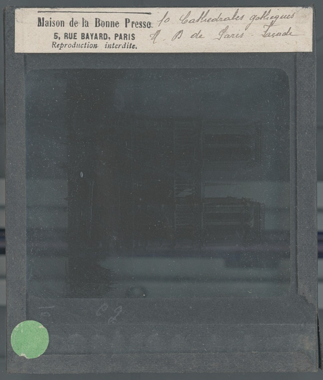 Cathédrale Notre-Dame de Paris, photo ancienne plaque verre, positif 8,5x10 cm