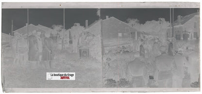 Cimetière, France, plaque verre, photo ancienne, négatif N&B 6x13 cm