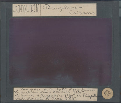 Massif des Écrins, photo J. Moulin, plaque verre couleur, positif 8,5x10 cm