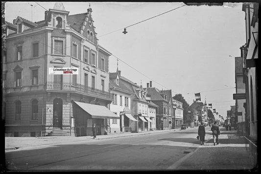 Saint-Louis, Alsace, Plaque verre photo ancienne, négatif noir & blanc 10x15 cm