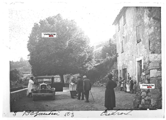 Plaque verre photo positif noir et blanc 13x18 cm Citroën Six Bézaudun voiture