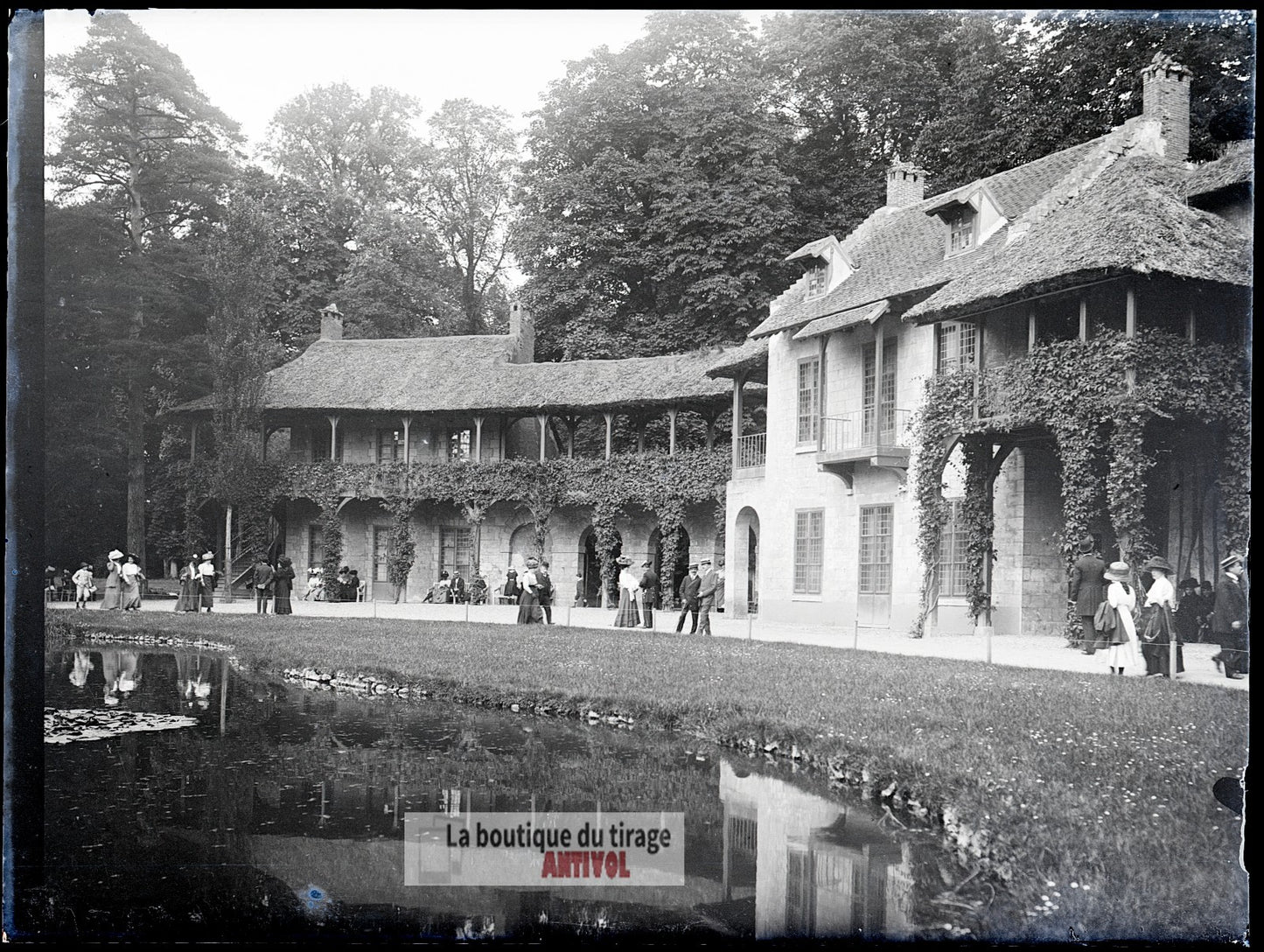 Domaine de Trianon, Versailles, plaque verre, photo ancienne, négatif 9x12 cm