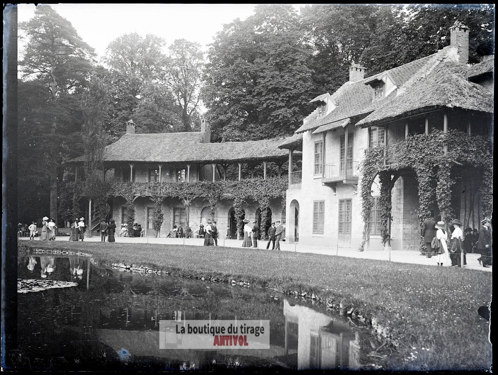 Domaine de Trianon, Versailles, plaque verre, photo ancienne, négatif 9x12 cm