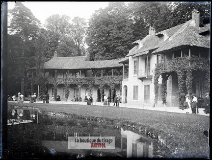 Domaine de Trianon, Versailles, plaque verre, photo ancienne, négatif 9x12 cm