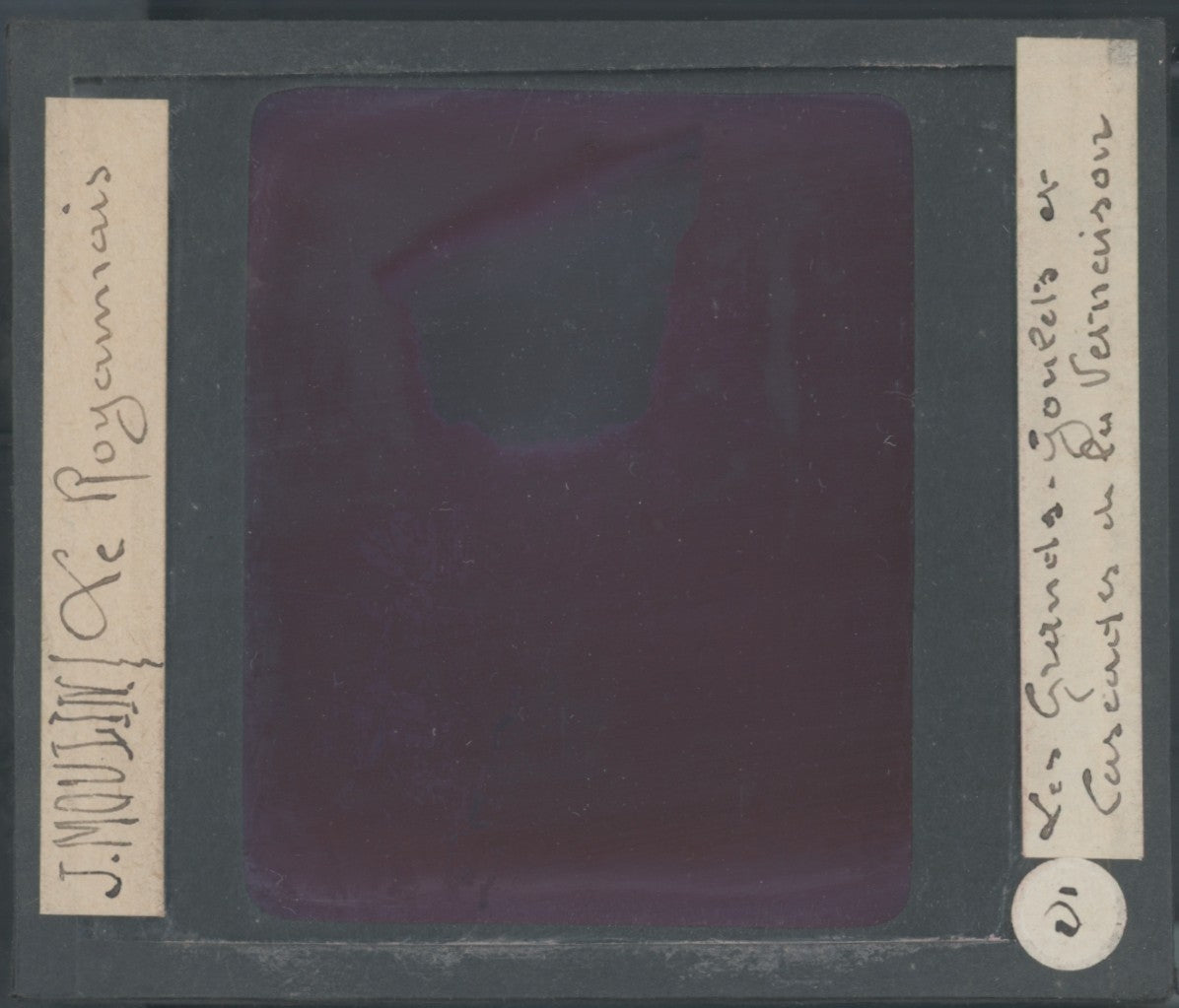 Cascades Vernaison, photo J. Moulin, plaque verre, couleur, positif 8,5x10 cm