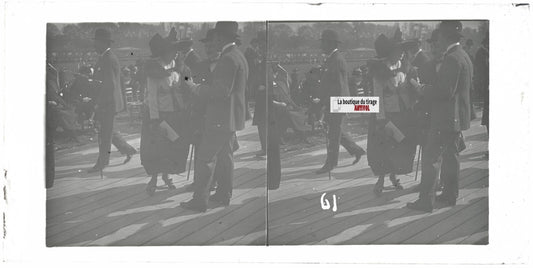 Hippodrome de Longchamp, Paris, plaque verre stéréoscopique, positif 8,5x17 cm