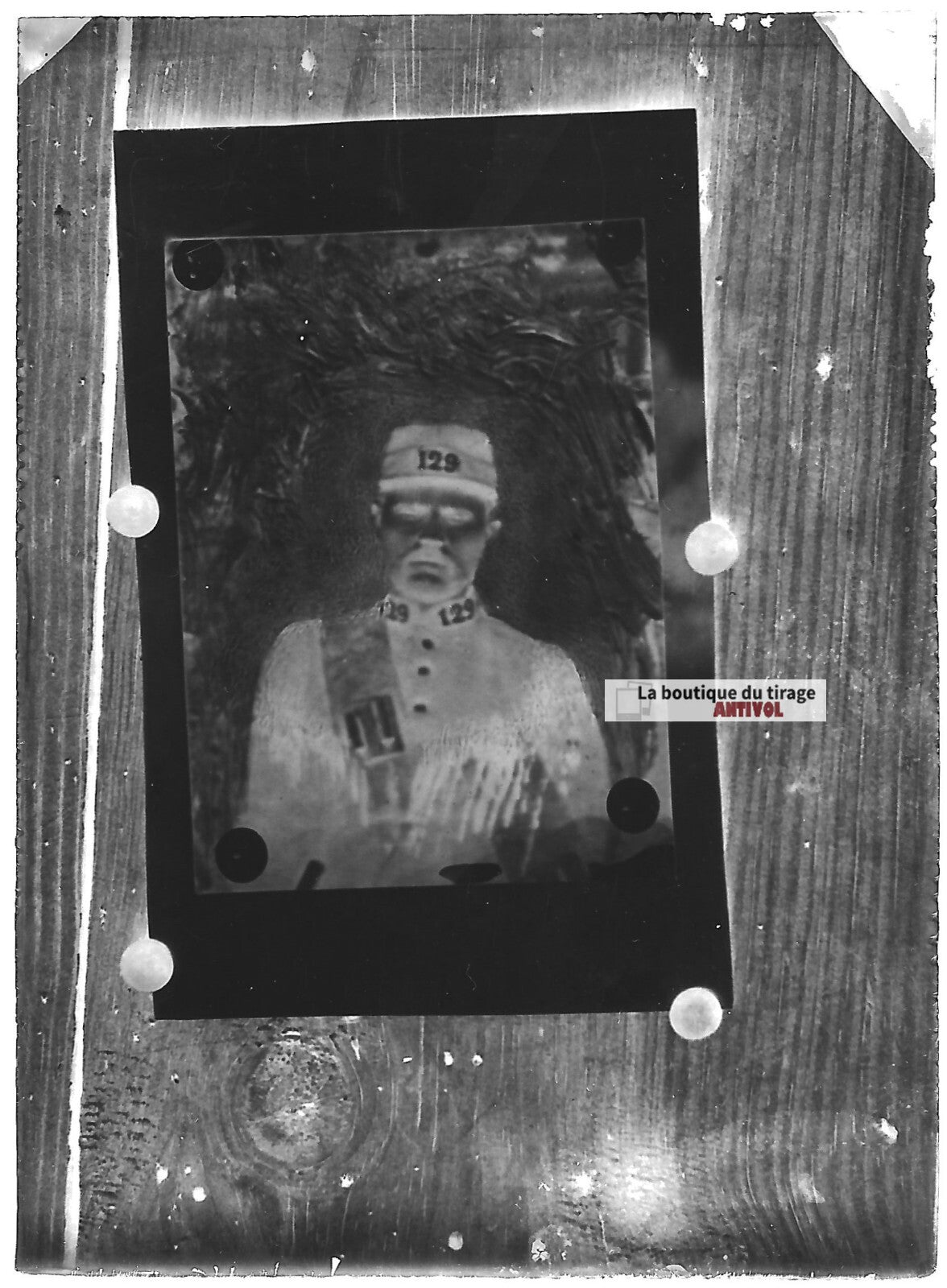 Plaque verre photo ancienne négatif noir et blanc 6x9 cm homme portrait soldat