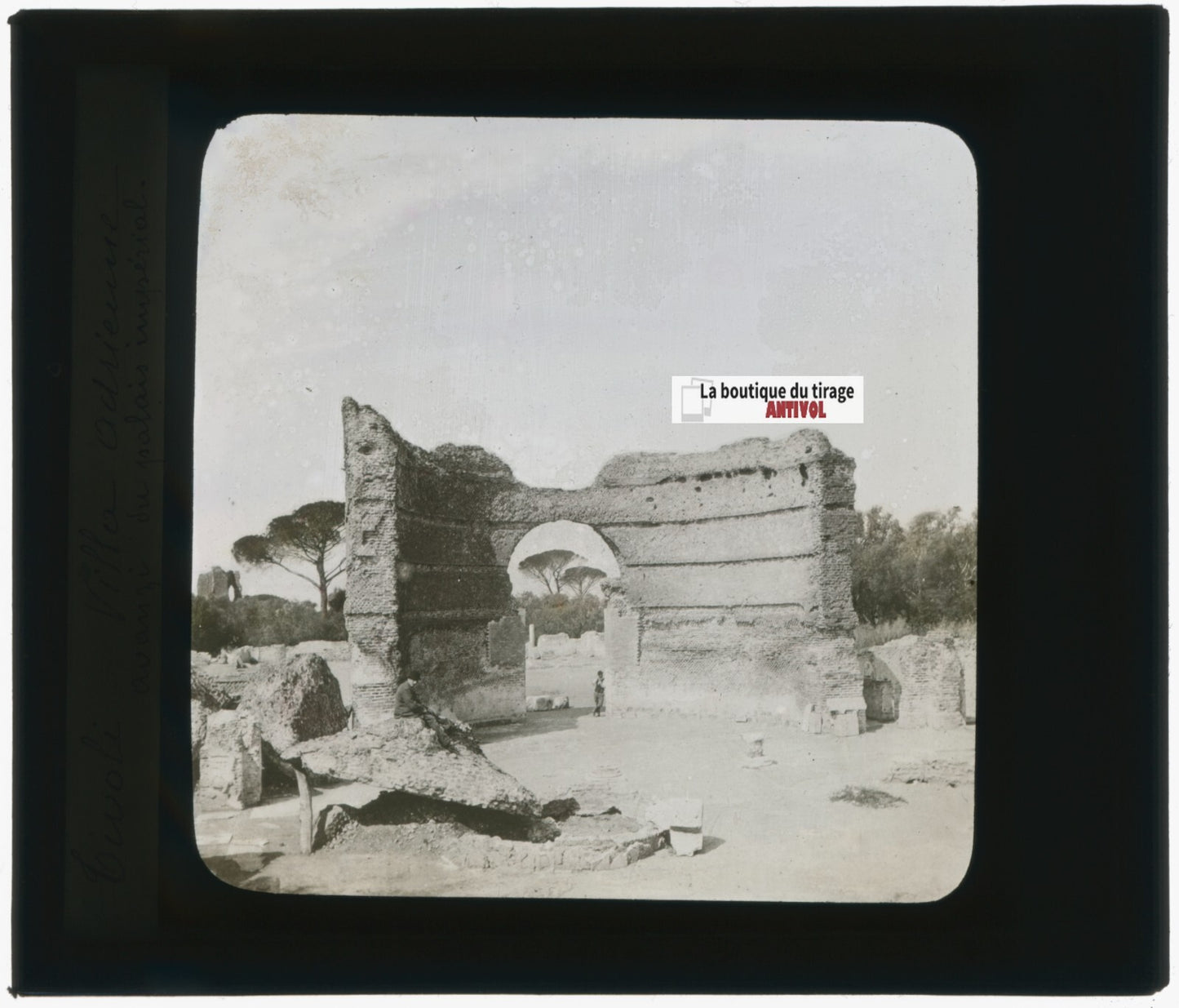 Villa Adriana Tivoli Italie, photo plaque verre, noir & blanc, positif 8,5x10 cm