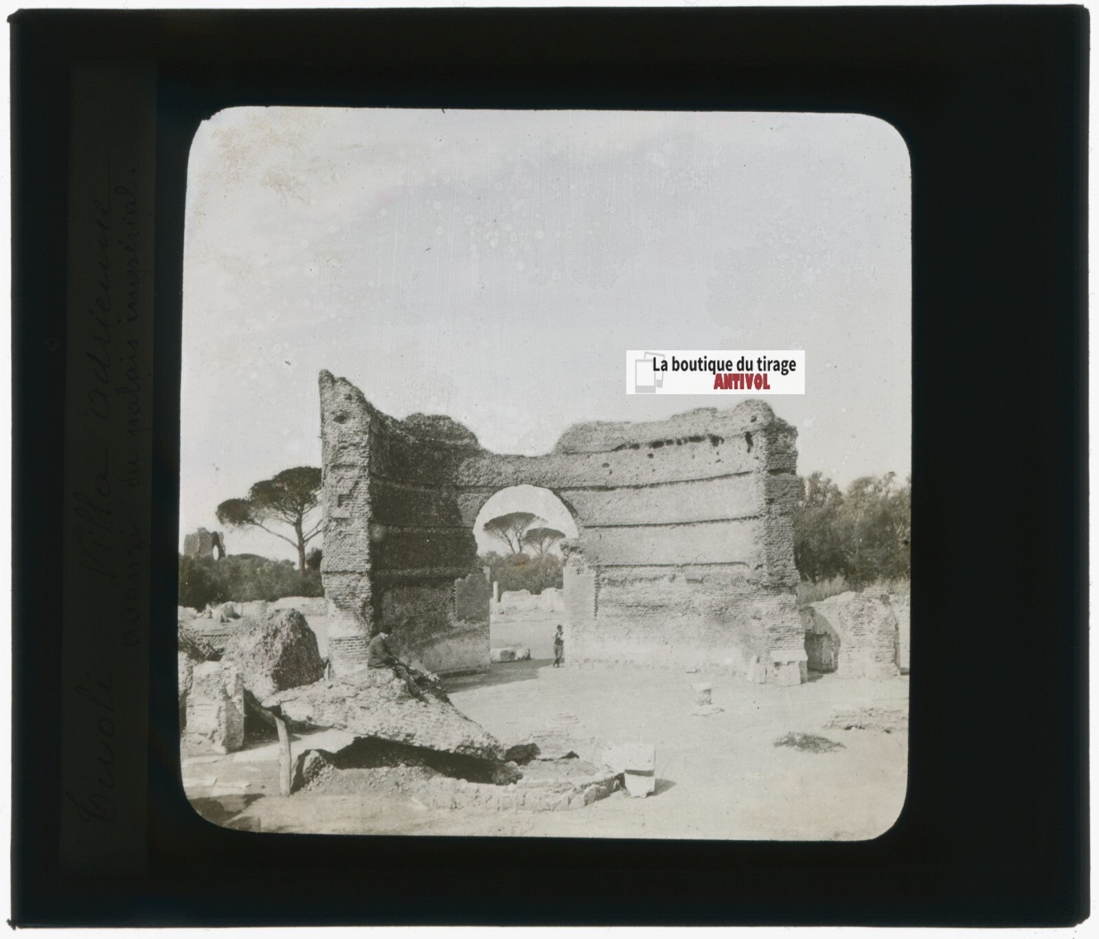 Villa Adriana Tivoli Italie, photo plaque verre, noir & blanc, positif 8,5x10 cm