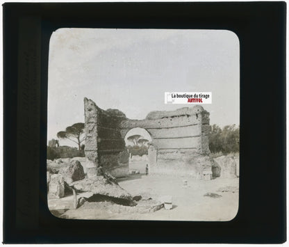 Villa Adriana Tivoli Italie, photo plaque verre, noir & blanc, positif 8,5x10 cm