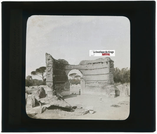 Villa Adriana Tivoli Italie, photo plaque verre, noir & blanc, positif 8,5x10 cm