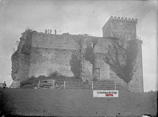 Château Mauvezin, Gaston Phoebus, plaque verre photo ancienne, négatif 9x12 cm