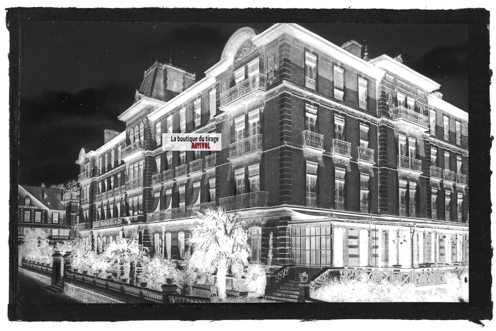 Plaque verre photo négatif noir & blanc 9x14 cm Salies-de-Béarn Grand Hôtel