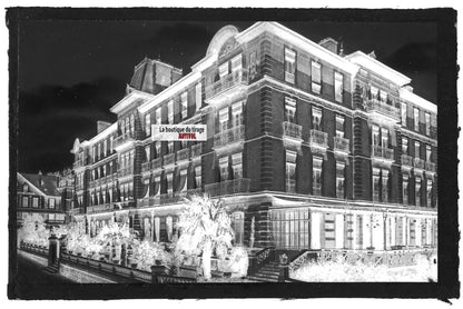 Plaque verre photo négatif noir & blanc 9x14 cm Salies-de-Béarn Grand Hôtel