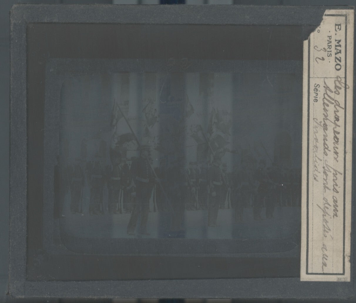 Invalides Paris, soldats, photo plaque verre, noir & blanc, positif 8,5x10 cm