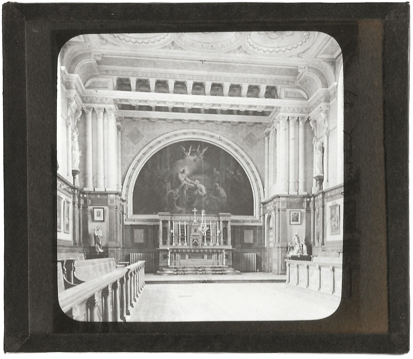 Chapelle du Grand Séminaire, photo ancienne plaque verre, positif 8,5x10 cm