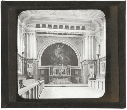 Chapelle du Grand Séminaire, photo ancienne plaque verre, positif 8,5x10 cm