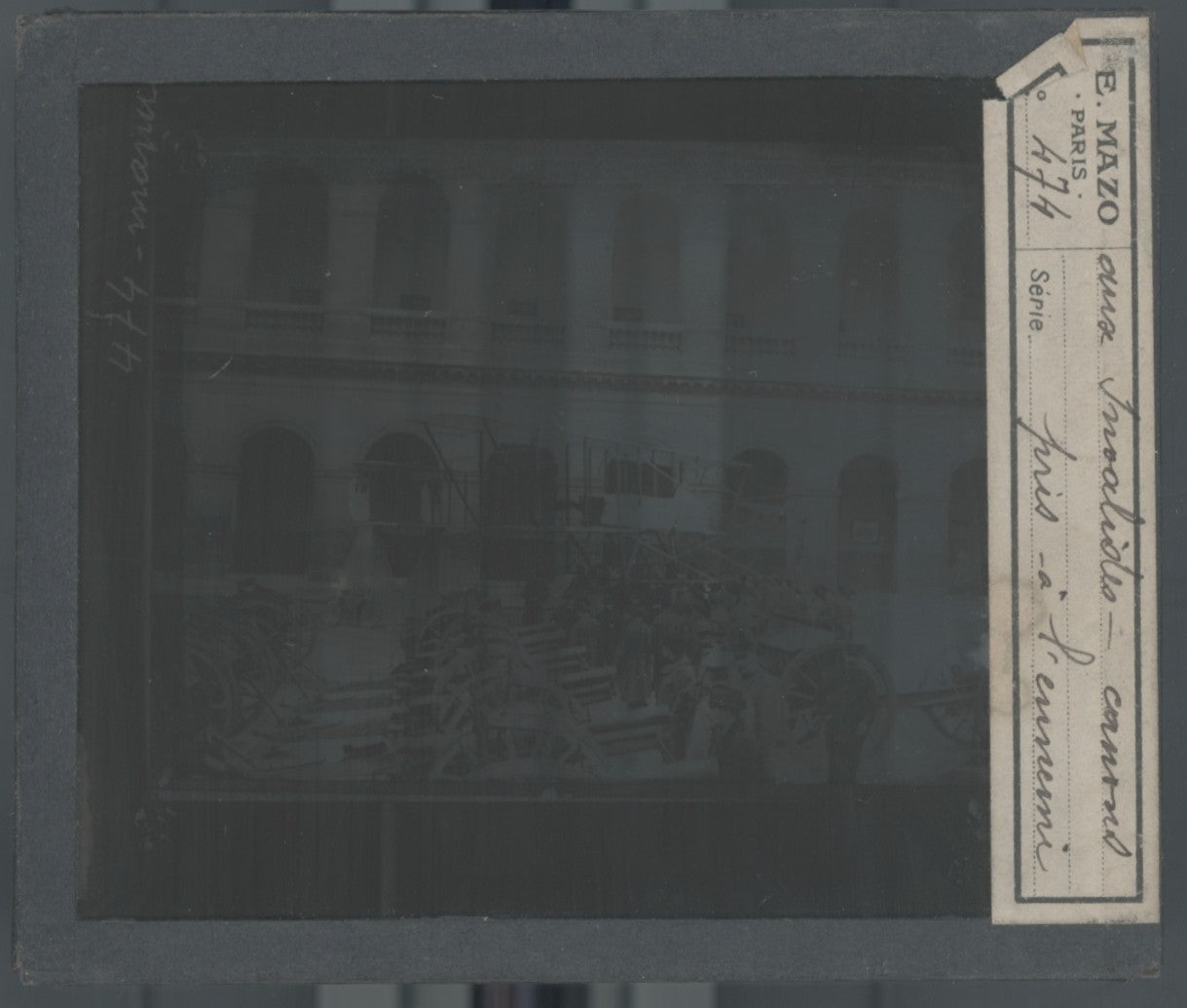 Invalides Paris, avion, photo plaque verre, noir & blanc, positif 8,5x10 cm