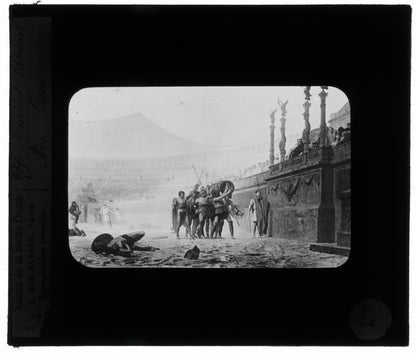 César, dessin, Italie, photo ancienne plaque de verre, positif 8,5x10 cm