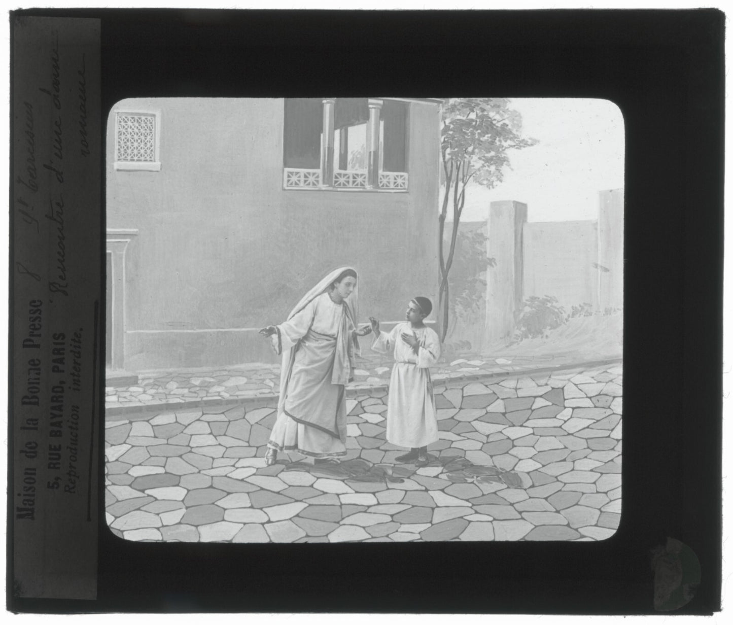 Tarcisius de Rome, Italie, dessin, photo plaque de verre, positif 8,5x10 cm