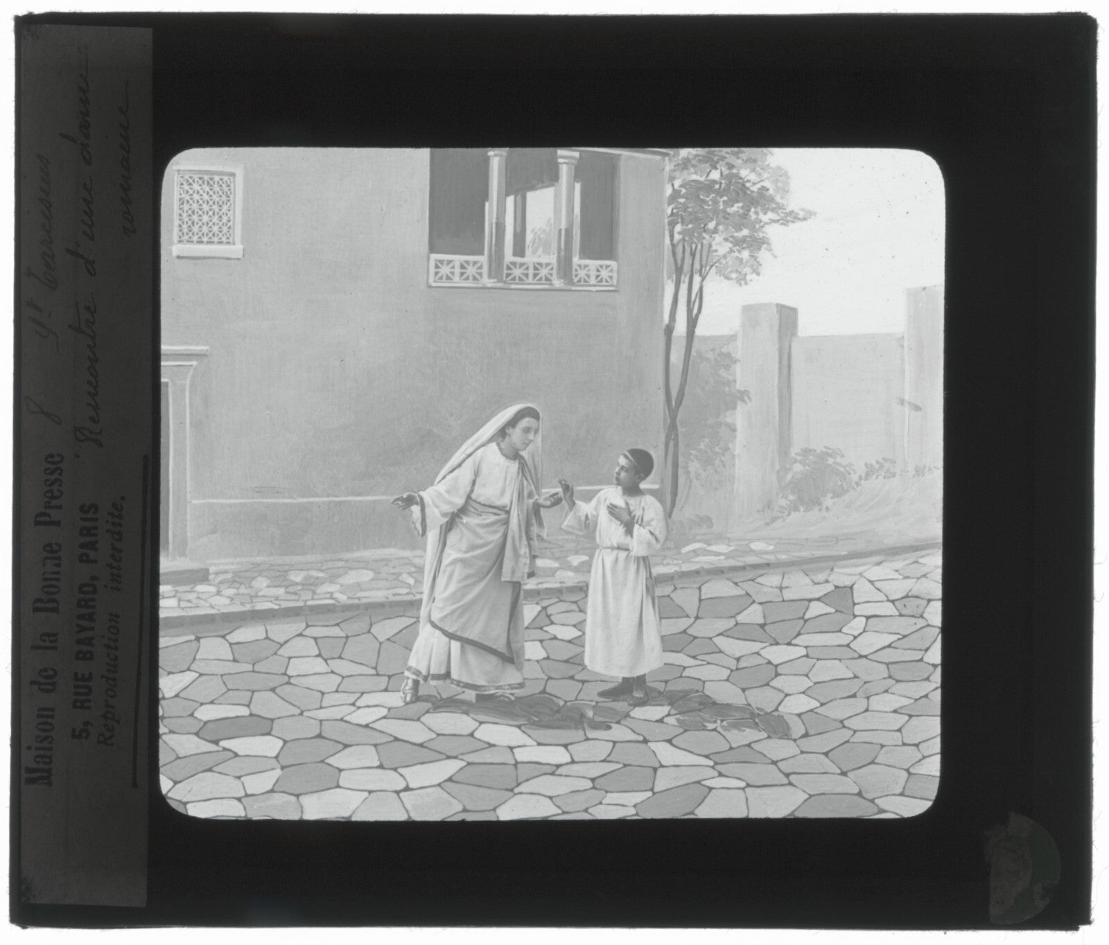 Tarcisius de Rome, Italie, dessin, photo plaque de verre, positif 8,5x10 cm