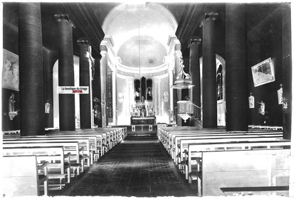 Mont-sous-Vaudrey, église, Plaque verre photo, négatif noir & blanc 10x15 cm