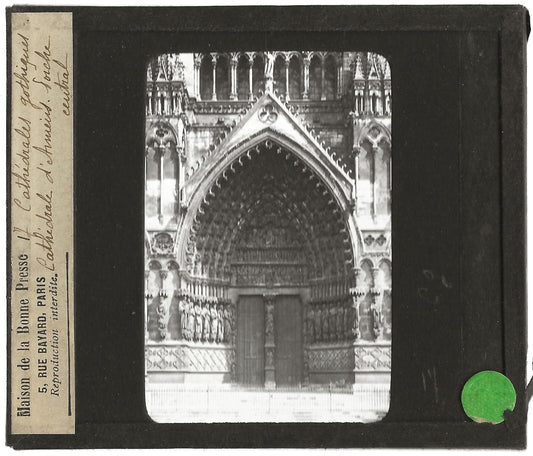 Cathédrale Notre-Dame d'Amiens, photo ancienne plaque verre, positif 8,5x10 cm