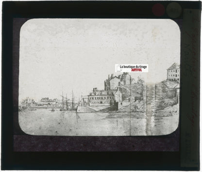 Ermitage Capucins Nantes, dessin, plaque verre, noir & blanc, positif 8,5x10 cm