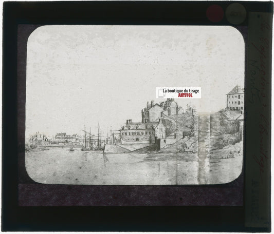 Ermitage Capucins Nantes, dessin, plaque verre, noir & blanc, positif 8,5x10 cm