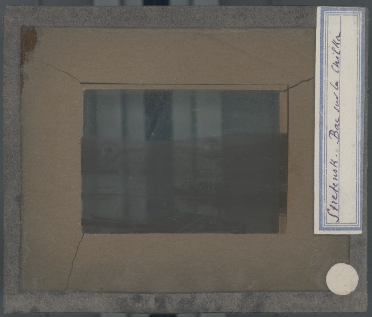 Bateau, Sretensk, Russie, photo plaque verre, noir & blanc, positif 8,5x10 cm